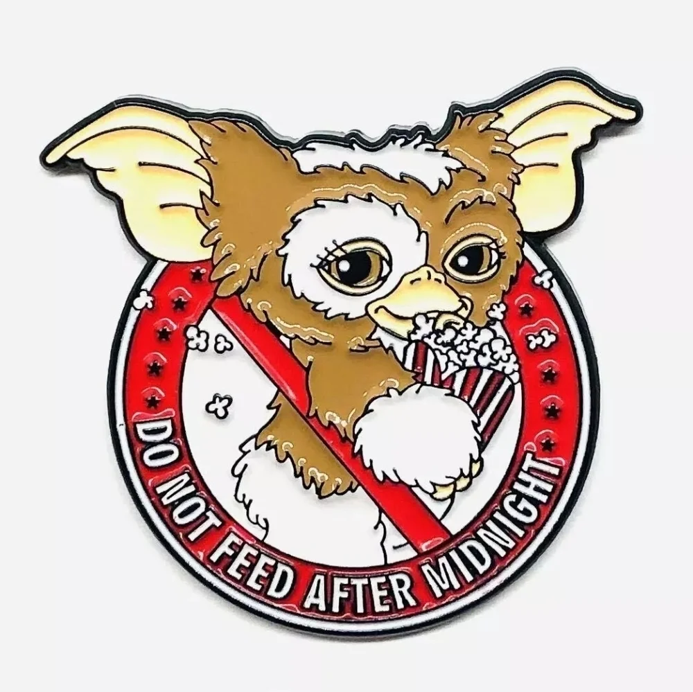 Do Not Feed After Midnight Gizmo Enamel Brooch - Brown & Red